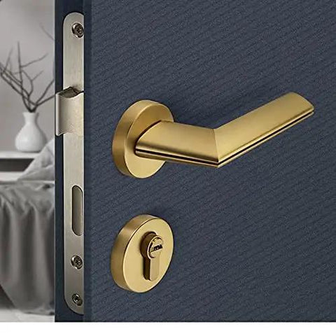 Premium Gold Plated Zinc Alloy Interior Door Handle Featuring Heavy Duty Hardware And Smooth As Silk Operation Built Tough For Tight Doorways.