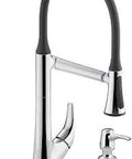 Arise Articulating Pull Down Kitchen Faucet With Two Function Spray Head And Pull Down Sprayer Soap Dispenser Polished Chrome Finish