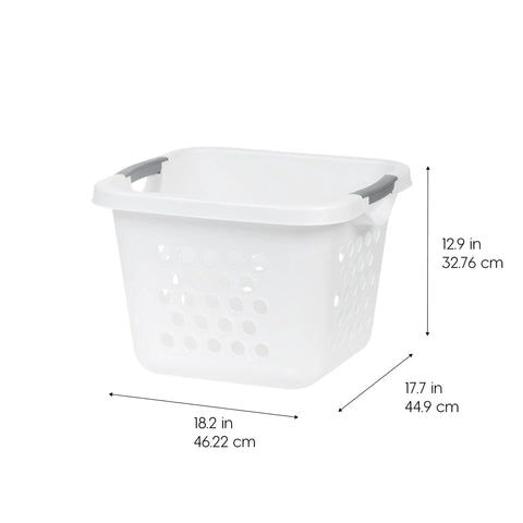 30L Plastic Laundry Hamper With Built In Comfort Carry Handles 2 Pack Nestable Ventilated Clothes Basket