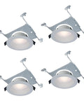 Top view of 4-pack Canless LED Recessed Light 6 Inch, Wet Rated With Mounting Frame, Triac Dimming To 5%, 2700K-5000K, 600 Lumens, White