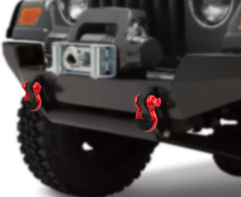Red 3/4 Inch D Ring Shackles 2 Pack Heavy Duty Tow Recovery Shackle With 7/8 Inch Screw Pin on vehicle bumper