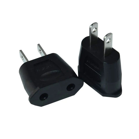 EU To US Travel Power Adapter Converter 600W AC Power Plug, Dual Pack, Compact Black, ideal for European devices in US outlets