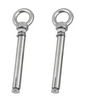Two Pack 304 Stainless Steel M12x80 Shoulder Eyebolt With Nut for Concrete and Brick Walls