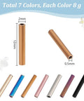 623 Pieces Glass Bugle Beads Set In Seven Dope Metallic Colors, showing tubular seed spacers in different colors, 12x2mm size.