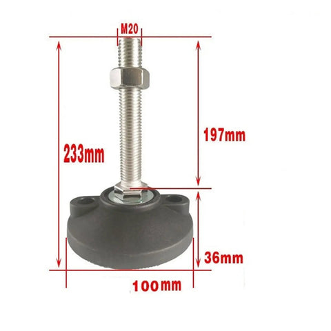 Hella Sturdy Carbon Steel Adjustable Leveling Feet 12 Pack Support Legs with detailed dimensions for heavy load stabilization.
