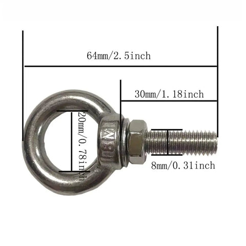 Heavy Duty Stainless Steel Shoulder Eye Bolts 4 Pack M8 Eyebolt Set With Nuts And Washers 5 16 Inch By 1.18 Inch Lifting Rings Built For Secure Load Handling And Rugged Quick Hookups 30mm Thread Length, M8 304 stainless steel eyebolt with 30mm thread
