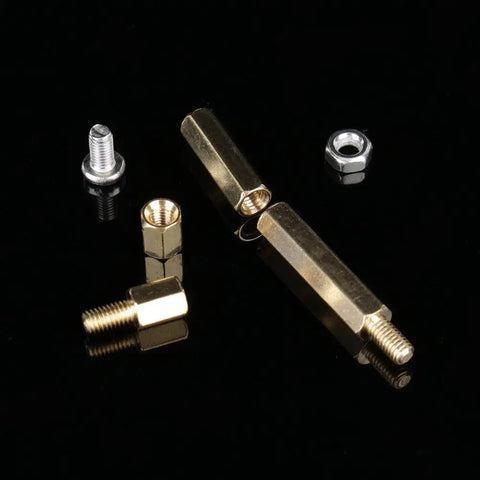 Pro Grade M3 Brass Standoff Spacer Kit With Hex Screws And Nuts For PCB And Motherboard Projects Durable Brass And Stainless Steel Fasteners 6Mm 10Mm 15Mm 20Mm Assortment For Electronics DIY, brass spacers and screws on black