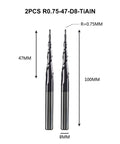 Rock Solid Two Flute Tapered Ball Nose End Mill Cnc Router Bit For Wood With Dlc Coated Solid Carbide, 8mm size.