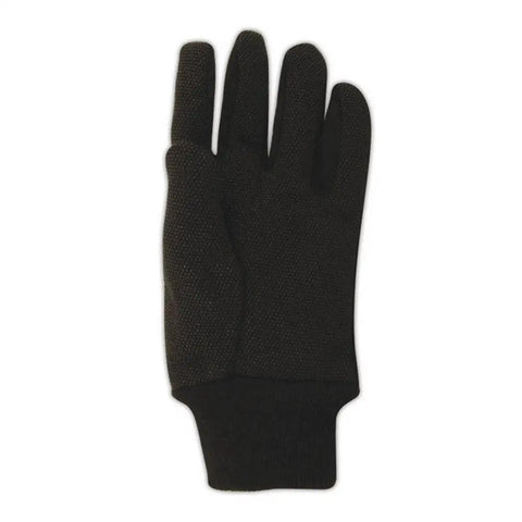 MultiMaster PVC Dotted Jersey Grippy Gloves 12 Pack Large Brown Waterproof Reusable Ambidextrous Work Gloves For Wet Jobs And Heavy Duty Hand Protection In Cleaning Dishwashing Maintenance showing full view of one glove