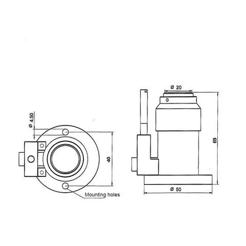Straight Up Precision Automatic Z Axis Tool Setting Gauge With Heavy Duty Sensor Plug And Play CNC Router Height Probe dimensions illustration