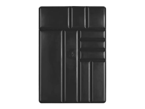 10 Compartment Organizer Tray In Black For Drawer Storage, Ultra Slim 1.5 Inch Tall, top view showing compartments