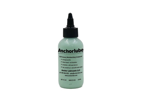 Plastic bottle of All-Purpose Metalworking Compound Water-Based Cutting Fluid For Drilling, Tapping, And Sawing, delivering fast cuts.