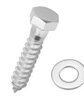 Half Inch By Two And Half Inch Hex Head Lag Screws With Flat Washers Eight Sets In 304 Stainless Steel 18 8 Partial Thread Heavy Duty Wood Deck Screws For Outdoor Projects Fencing And Treated Timber