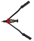 16 Inch Universal Hand Blind Riveter And Rivet Nut Setter Kit With 10 Mandrels And 110 Nuts Pro Grade Metal Tool Ergonomic Anti Slip Handle For Heavy Duty Rustproof Construction And Quick Mandrel Change, red and black