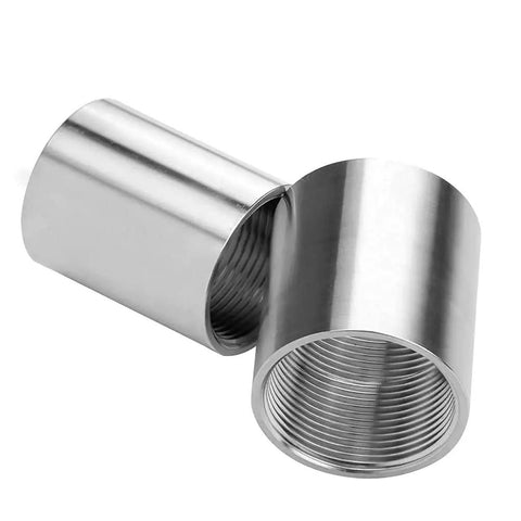 Heavy Duty 304 Stainless Steel Pipe Coupling 1 Inch Npt Female X Female 1 1/2 Length, showing dual female ends for plumbing use.