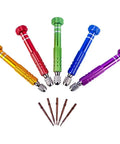 Cool 5-in-1 Chrome Vanadium Screwdriver Set Perfect For Phone Watch Repair With Torx T5 T6 Bits And Rugged Precision Hand Tool Kit That You Gotta Have!, color-coded aluminum precision screwdrivers with five bits