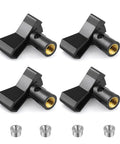 Must Have Universal Microphone Clip Holder Kit With Five Eighths Inch To Three Eighths Inch Thread Adapter For Stands Boom Arms And Recording Gear Great For Studio Podcast And Karaoke 4 Pack, showing four black clip holders and adapters