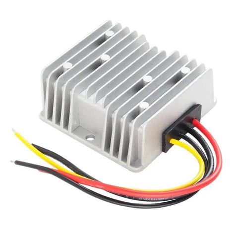 Heavy Duty 48 To 13.8 Volt Step Down Dc Power Converter Buck Regulator Module with fins and wires for quick hookup.
