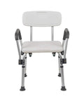 Adjustable White Bath And Shower Chair With Depth Adjustable Back, 300 Lb Capacity, Senior Safe Shower Seat For Elderly, Handicap And Post Surgical Use.
