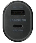 Road Ready Dual Port Car Charger With Blazing Fast 45W Plus 15W Output For Usb C And Usb A Tech, matte black dual port.