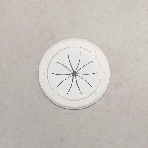 Construct Pro Speedy’Z 2-inch white round cable pass-through port cover, front view