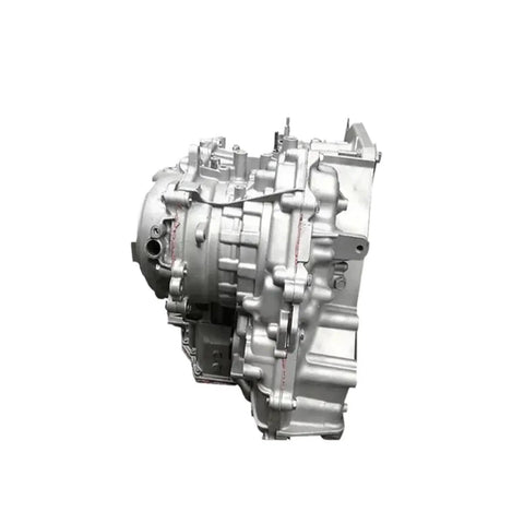 Top Shelf JF015E RE0F11A CVT7 Automatic Transmission Assembly side view showing heavy-duty design and alloy gears for Nissan Suzuki.