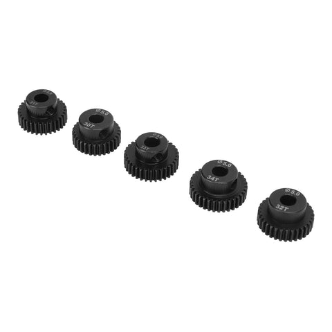 Five Piece RC Pinion Gear Set For 1 To 10 Scale Cars, 48DP 5.0mm Pinions In 30T 31T 32T 33T 34T, High Hardness CrMo Alloy Steel