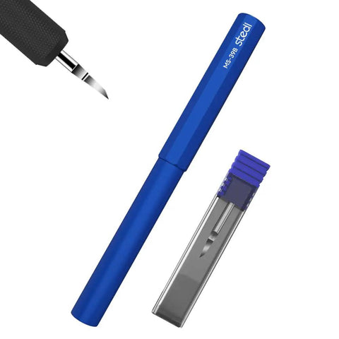 Hardcore Model Scribing Chisel Featuring Fire Sharp Tungsten Steel 0.15mm Blade For Crisp Panel Line Engraving And Sweet Plastic Kit Rescribing Projects, blue design with sharp blade.