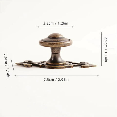 Side view of Vintage Brass Cabinet Pulls 8 Piece Set For Drawer Wardrobe Door Cupboard With Retro Vibe Antique Style Handles