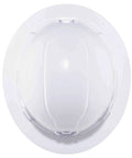 Top view of Hard Hat With Light And Full Brim Ratchet Suspension Class E Skullerz 8971LED White showing brim and shell design