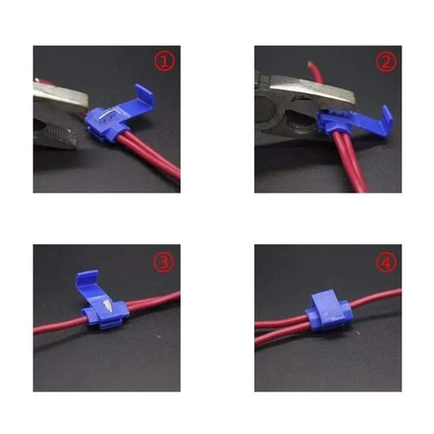 Step-by-step installation of Quick Splice Wire Connectors Kit 100 Pack For 18 To 14 AWG Solid Or Stranded Copper T Tap Female Inline Splice Connectors Blue