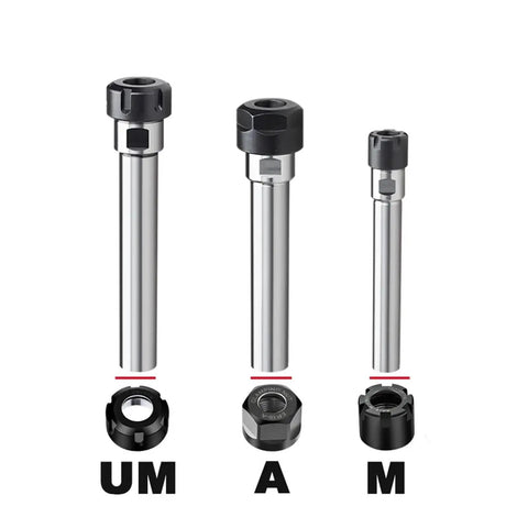 Premium 1pc Er Extension Rod And Collet Chuck Holder For Milling Machines Lathes And CNC Tools, three sizes, metal construction.