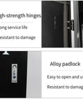 High-strength hinges and alloy padlock detail for Heavy Duty EV Charger Lock Box With Stand, Built Like A Tank Charging Station Cover For Level 2 Plugs.