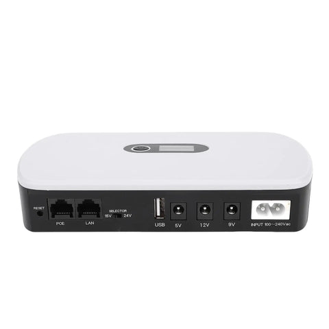 Portable Ups Battery Backup 10400 Mah With Lcd Screen For Routers Modems And Network Gear showing dual output ports and connectivity options.