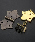 Antique Bronze Gold Flower Metal Butt Hinges For Cabinets And Jewelry Boxes 57 By 31mm Six Hole Door Drawer Hinge Set With 60 Screws