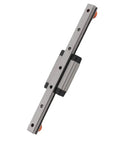 100mm High Precision Linear Guide Rail with Slide Block for CNC Machines and 3D Printers Built to Last With Rock Solid Bearing Steel for Smooth Motion Auto Centering for Repeatable Reliable Tooling Performance, angled view