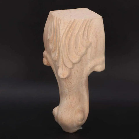4 Pack European Style Dope Carved Cabinet Legs, Solid Wood, decorative furniture foot showcasing intricate carvings, 12 x 6 cm.