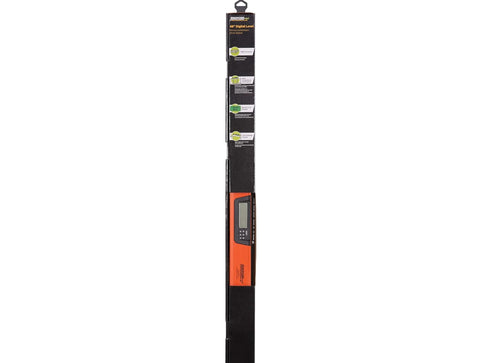 No Nonsense 48 Inch Digital Box Level with bright orange shell, features electronic readouts, ideal for precise layouts.