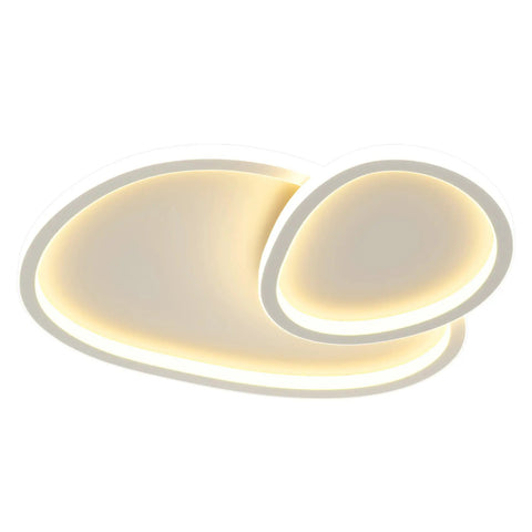 Cloud LED Ceiling Light With Rotatable Edge For Modern Homes White Flush Mount Fixture, illuminating in soft light.