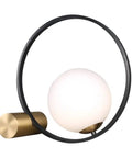Mid Century Modern Nightstand Lamp In Black Matte Metal With Frosted Glass Globe Round Desk Table Light For Living Room Or Bedroom Large Size Sleek Durable Glow For Home Or Office Setup