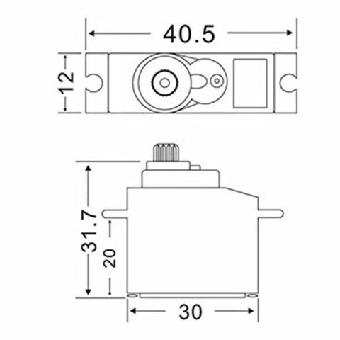 Beat The Clock Analog Servo Coreless Micro Servo Kit Featuring Double Ball Bearing Rock Solid Torque And Lightning Fast Response For Rc Cars Boats Robots And Planes Black dimensions diagram showing size and shape