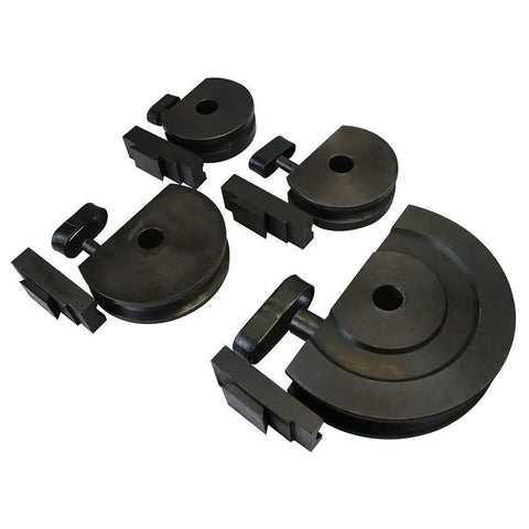 Pro grade die rack set for Hardcore Programmable Electric Tube Bender, includes various bending dies for tubing.