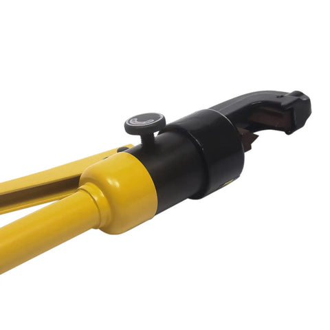 Heavy Duty 12 Ton Portable Hydraulic Rebar Pliers Cutter Handheld Tool For Concrete Construction close-up showing metal handle and cutting head.