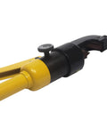 Close-up of Heavy Duty Hydraulic Rebar Cutter Pliers Handheld Steel Bar Trimmer Tool With Case Cuts 5/8 Inch, yellow and black design.