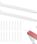 20 Pack Toothpicks Replacement For Swiss Army Knife 1.73 Inch 44mm Multitool Accessory Backup Kit Clear Toothpicks For Everyday Carry And Quick Fixes For Home And Camping Use, clear nylon toothpicks shown with Swiss Army Knife
