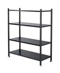 Four Tier Metal Storage Rack Adjustable Shelf Organizer With Leveling Feet For Garage Kitchen And Bathroom Heavy Duty Wire Shelving Unit, black, four shelves.