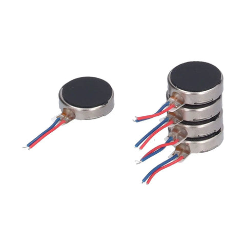 50Pcs Mini Flat Vibration Motors 3V 10x2.7mm micro vibrating motors shown with wires for smartphones and wearables, low power