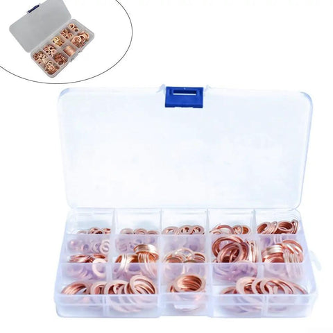 Super 280pcs Purple Copper Flat Washers M5 M20 Metric Kit For Auto Hybrid Electric Sealing Jobs Where Brass Gaskets Offer Heat Resistance And Wear Protection For Heavy Duty Usage On Your DIY Projects And Engine Repair Tasks At Home Right Now. copper washer kit in plastic case