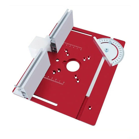 Built Rock Solid C8 Aluminum Router Table Insert Plate For Woodworking Projects Dead Accurate Inverted Mounting Platform Knockout Upgrade For 65 Millimeter Routers In Bold Red Color, 240x200mm with adjustable features.