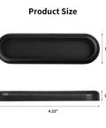 Product size dimensions for Five Pack Matte Black Self Adhesive Door And Cabinet Handles 4.38 Inch Long No Drilling Required Sticky Finger Pulls For Barn Doors Windows Closets Drawers Sliding Glass Showers Easy Install showing top and side views with specific measurements.